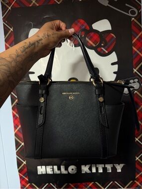 Michael Kors Black Saffiano Leather Small Tote with Gold Hardware